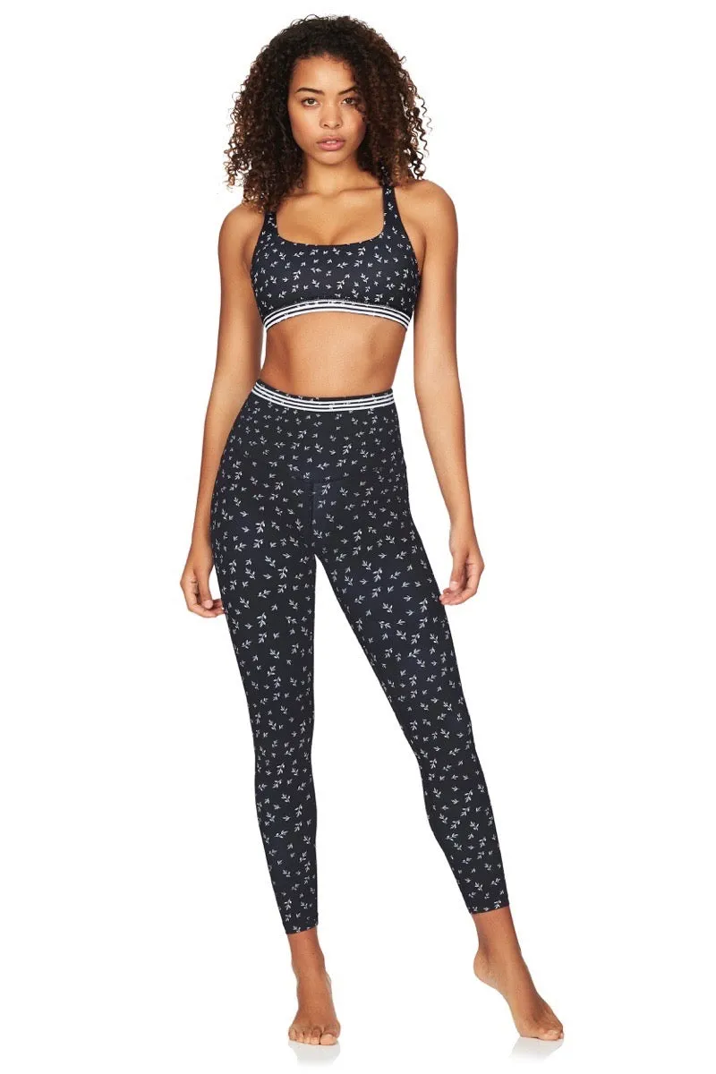 Om High Rise 7/8 Yoga Pants in Navy Floral