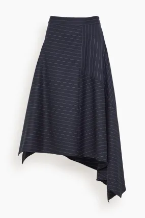 Panelled Square Hem Skirt in Navy