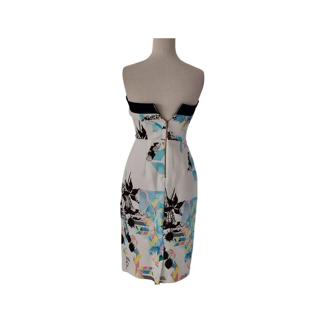 River Island White Printed Strapless Dress | Pre Loved |