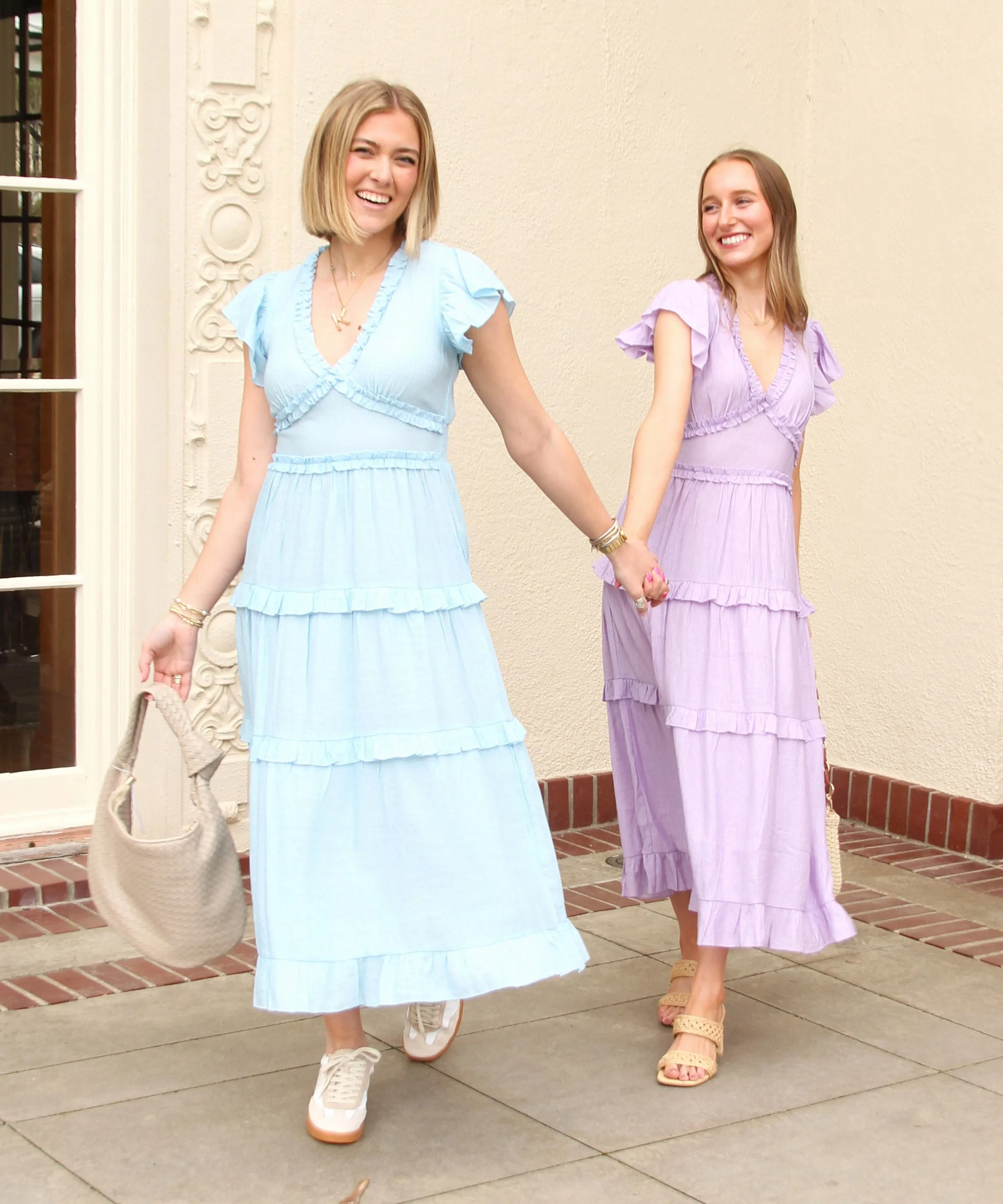 Ruffled Midi Dress - Lavender