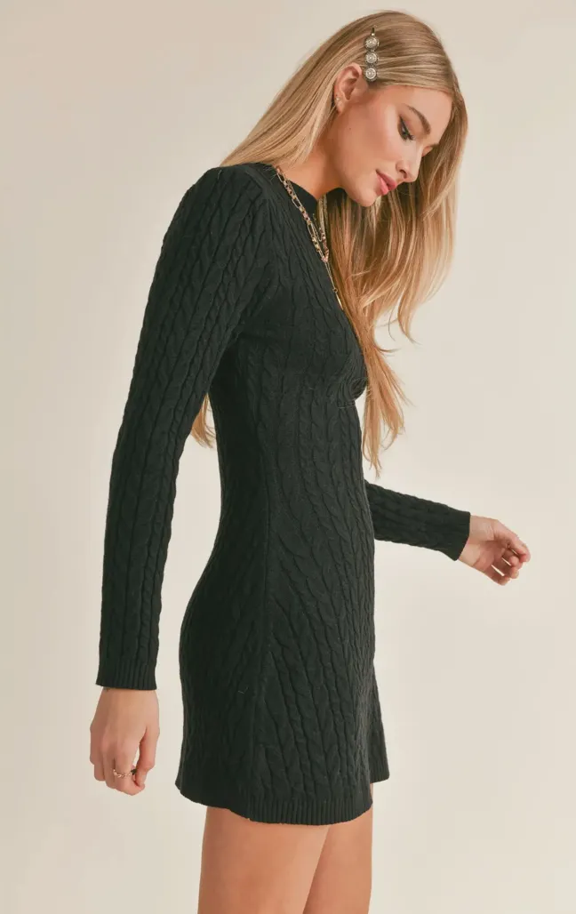 Sage The Label - Briana Cable Sweater Dress Black