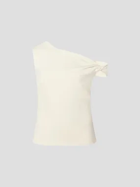 Scuba One Shoulder Twist Top in Ivory