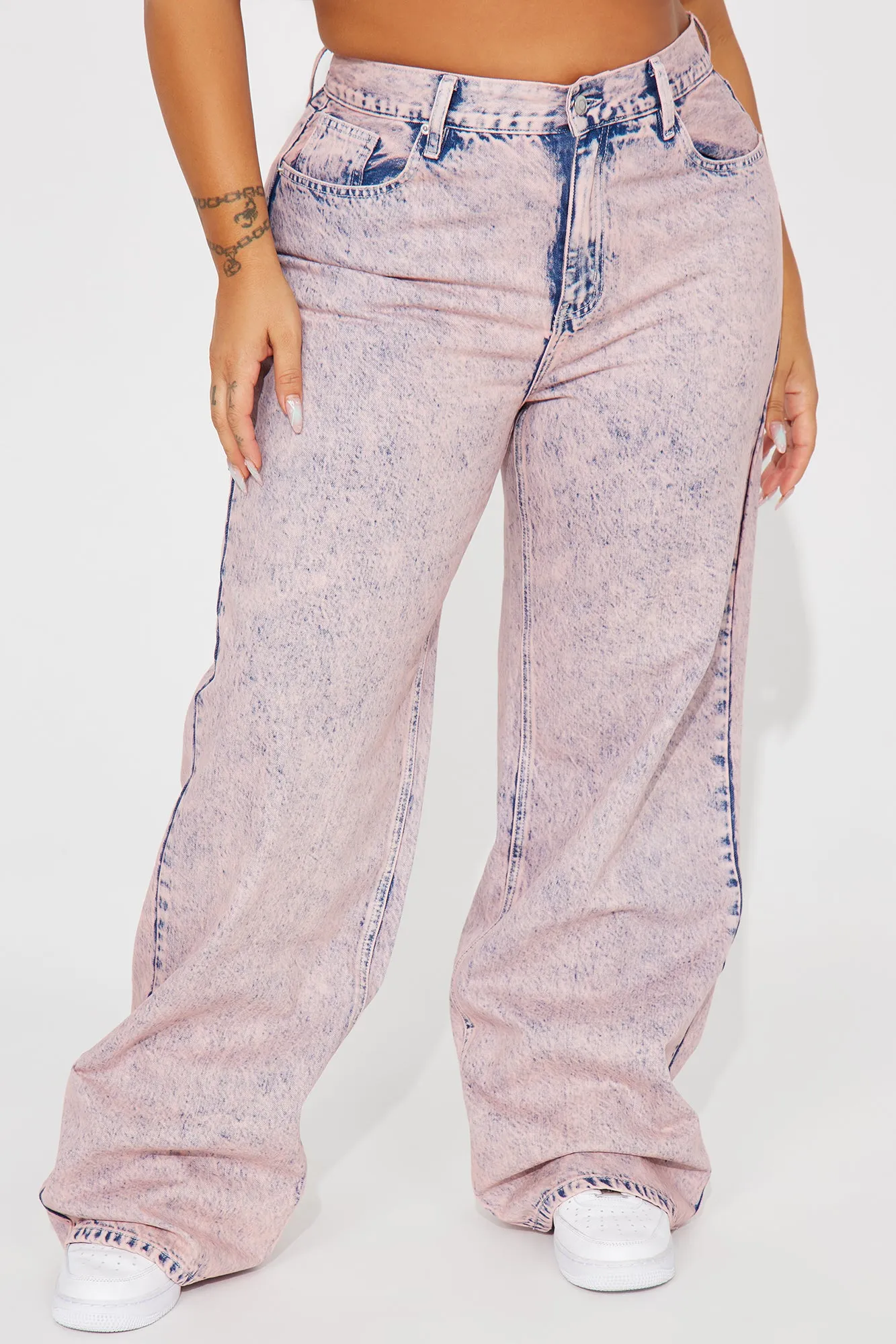 See What I Mean Wide Leg Jeans - Pink