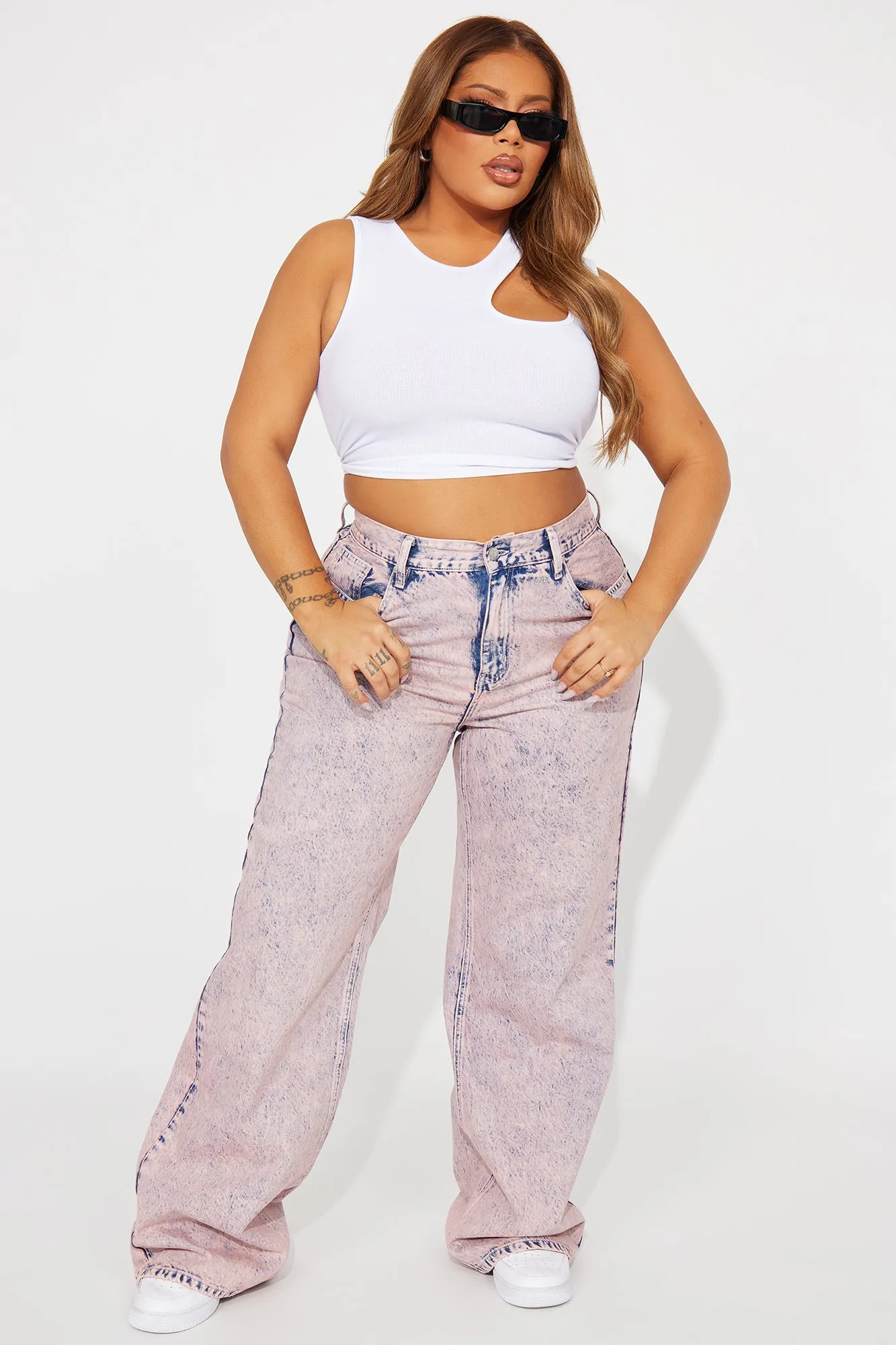 See What I Mean Wide Leg Jeans - Pink