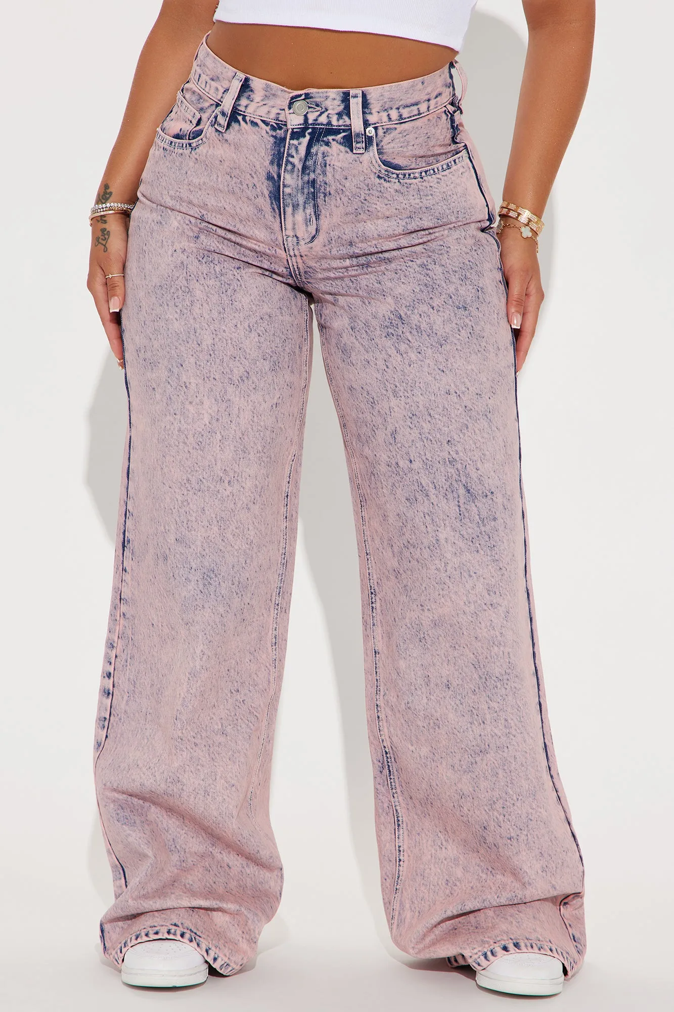 See What I Mean Wide Leg Jeans - Pink