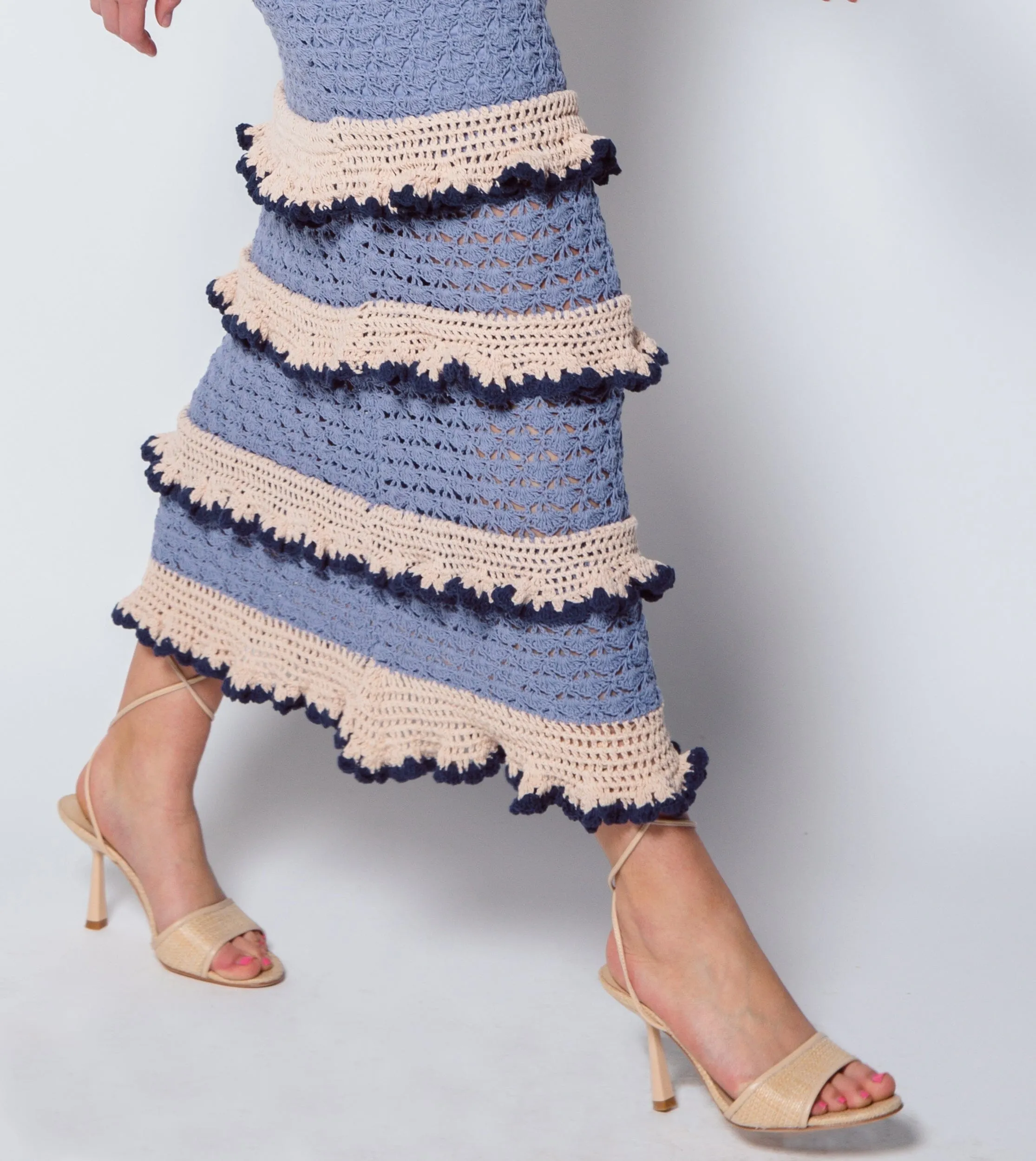 Serena Crochet Ankle Skirt | Blue Multi