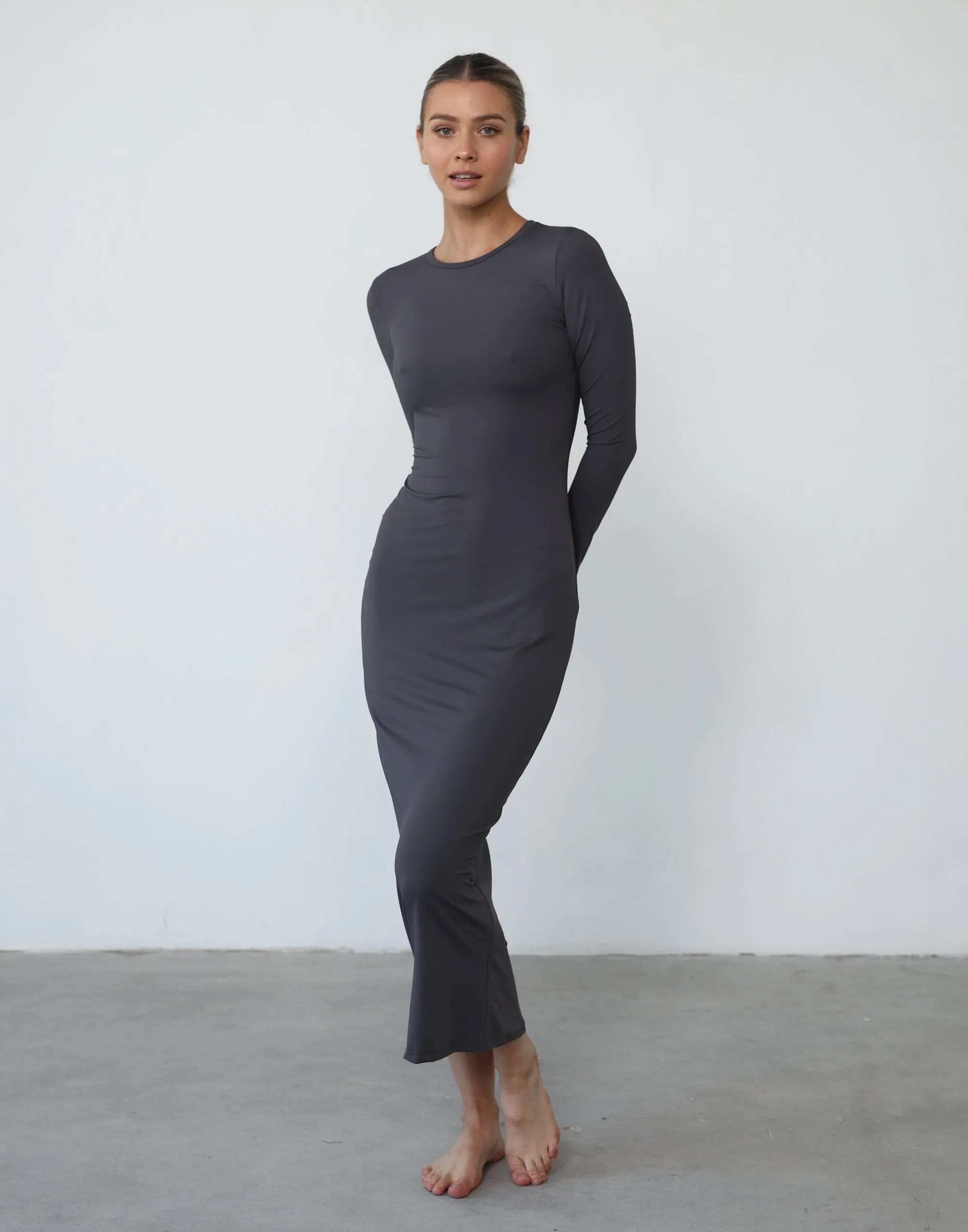 Shontae Long Sleeve Maxi Dress (Slate)