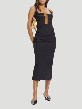 Sierra Gathered Crepe Midi Dress