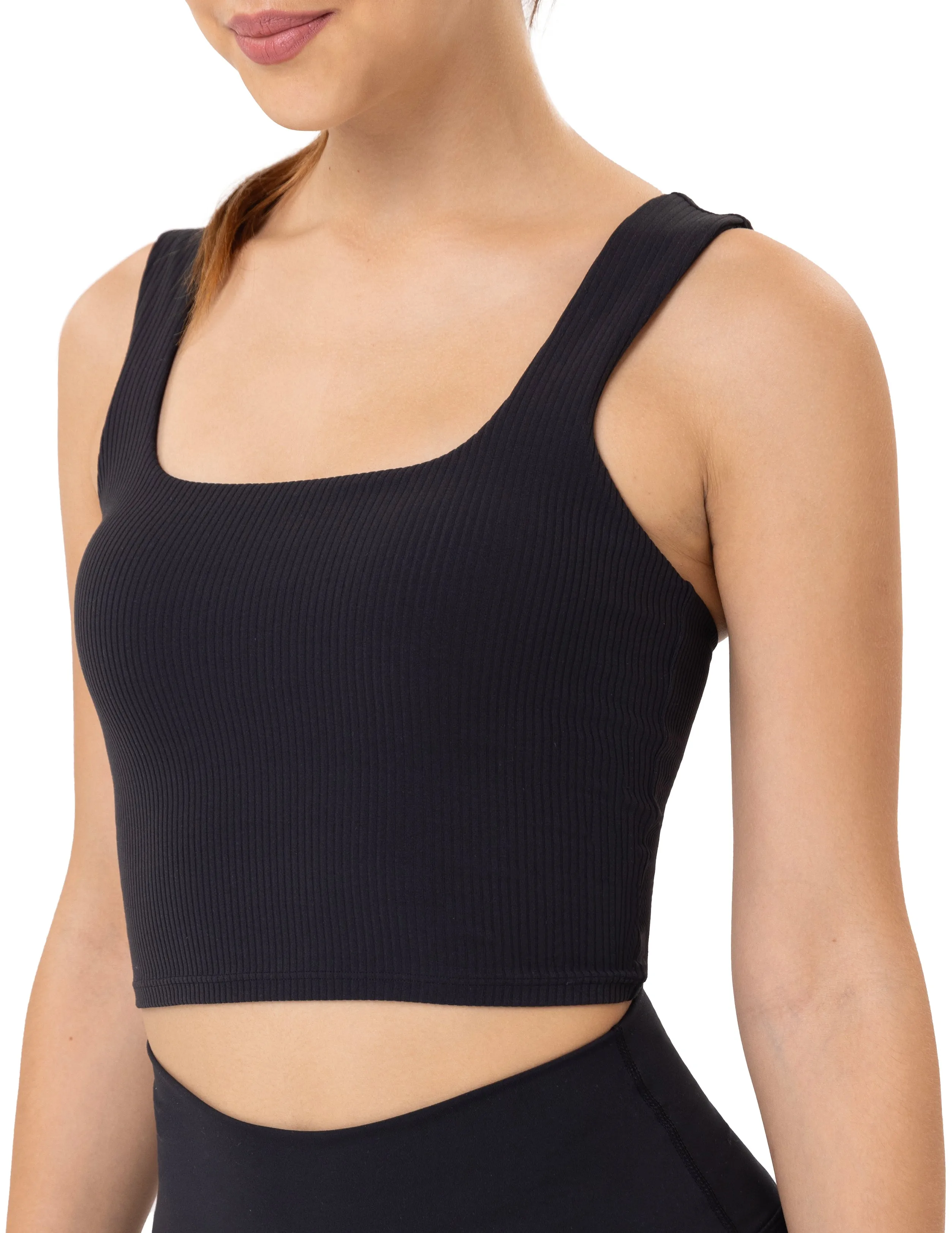 Sports Bra Square Neck Workout Tank Tops with Built