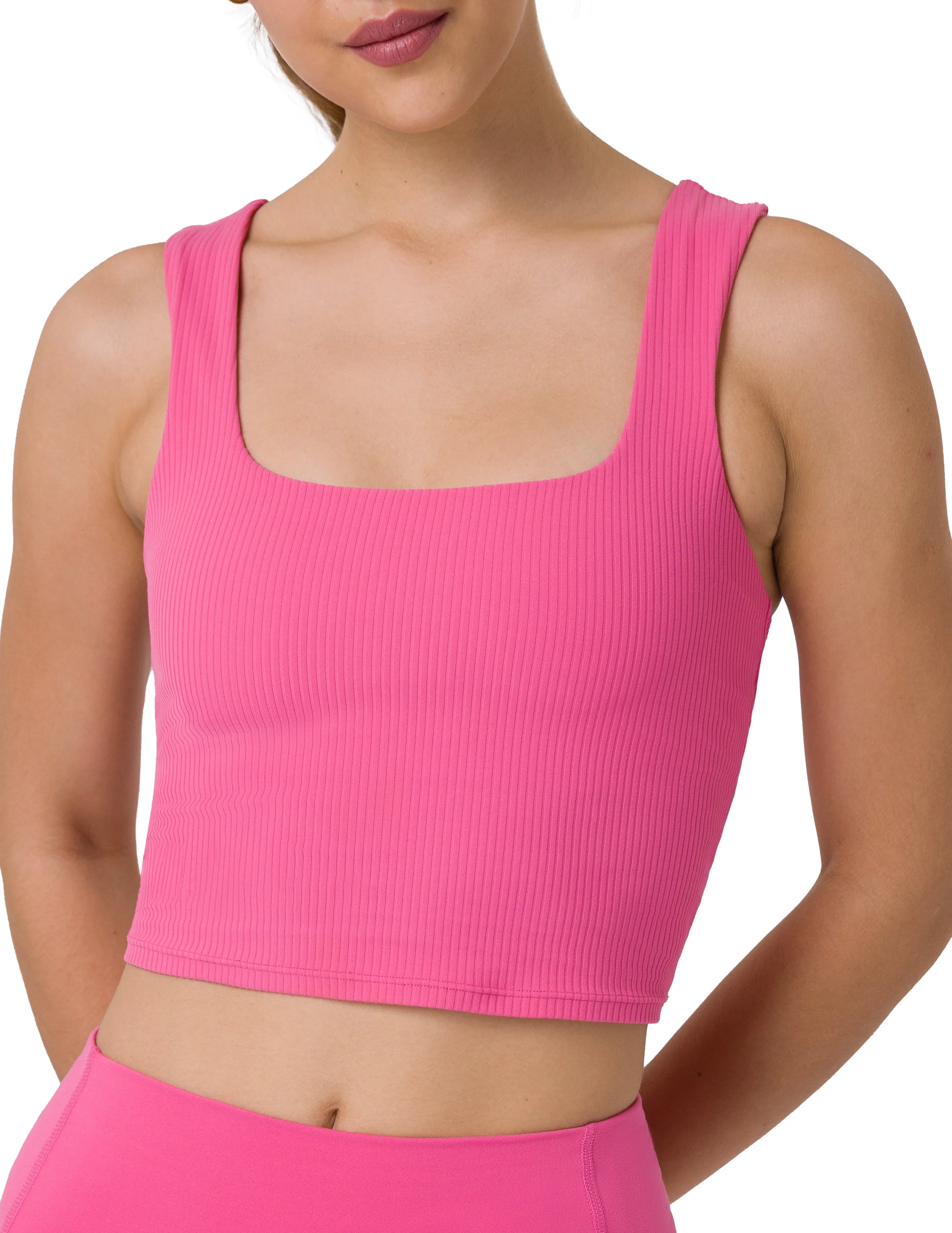 Sports Bra Square Neck Workout Tank Tops with Built