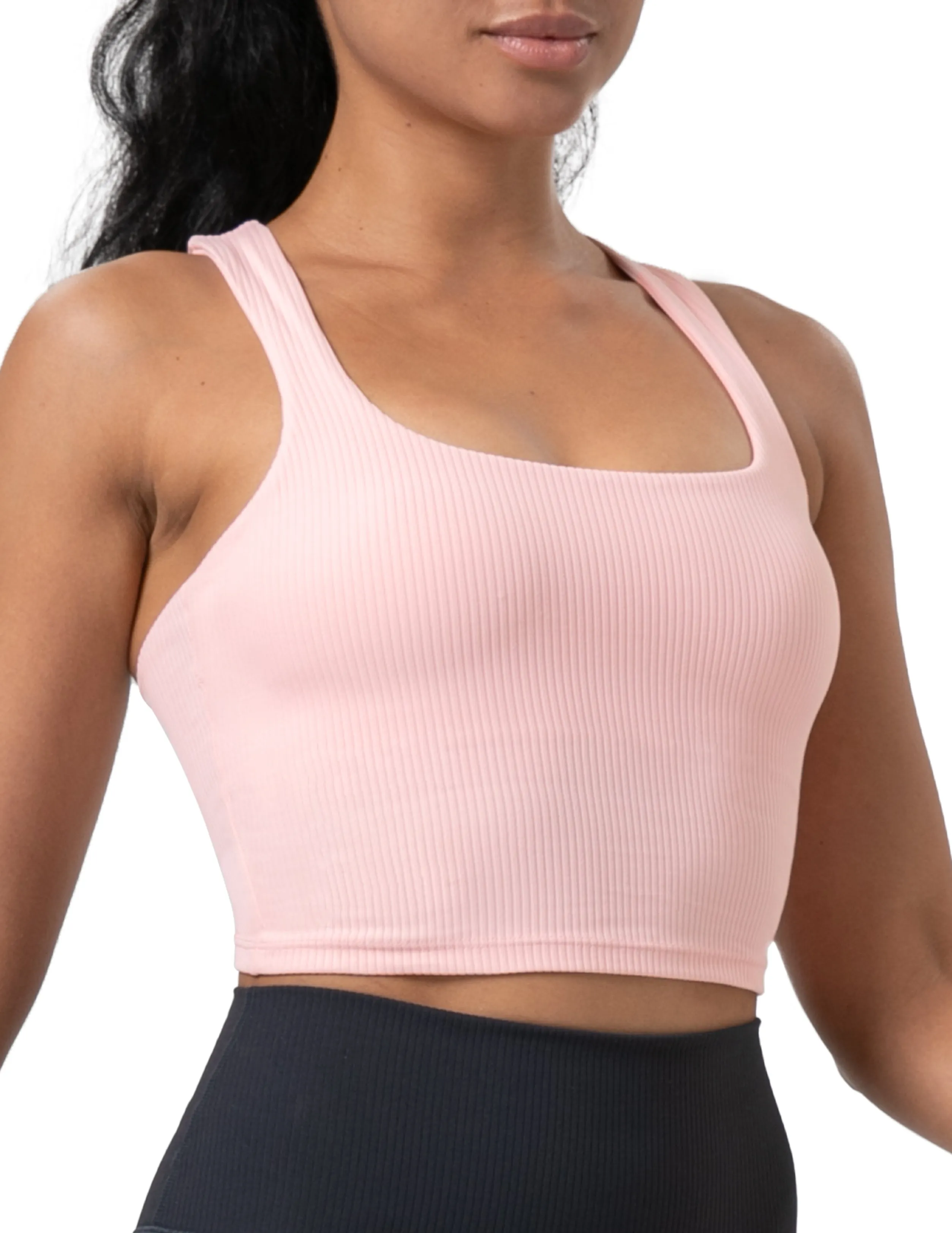 Sports Bra Square Neck Workout Tank Tops with Built