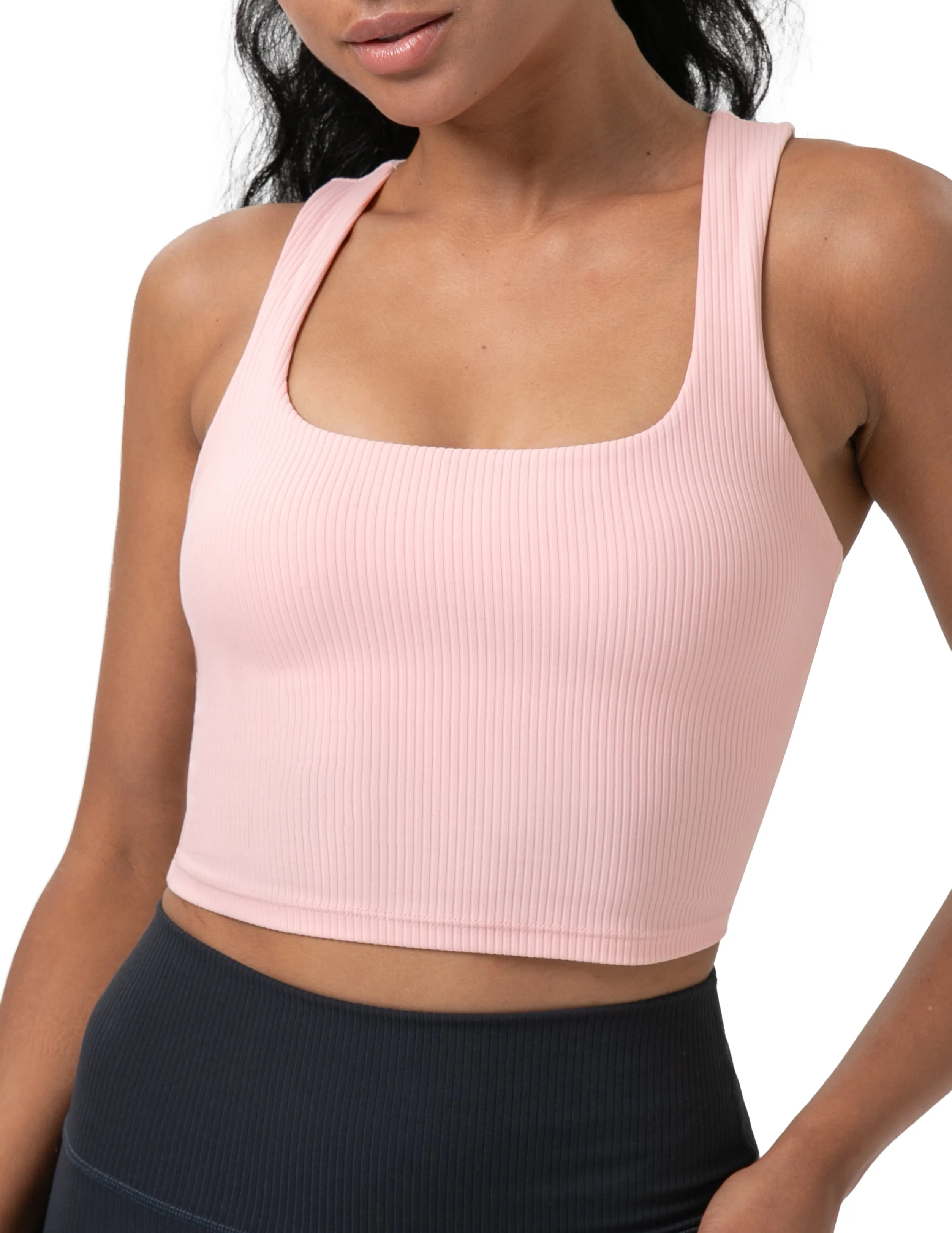 Sports Bra Square Neck Workout Tank Tops with Built