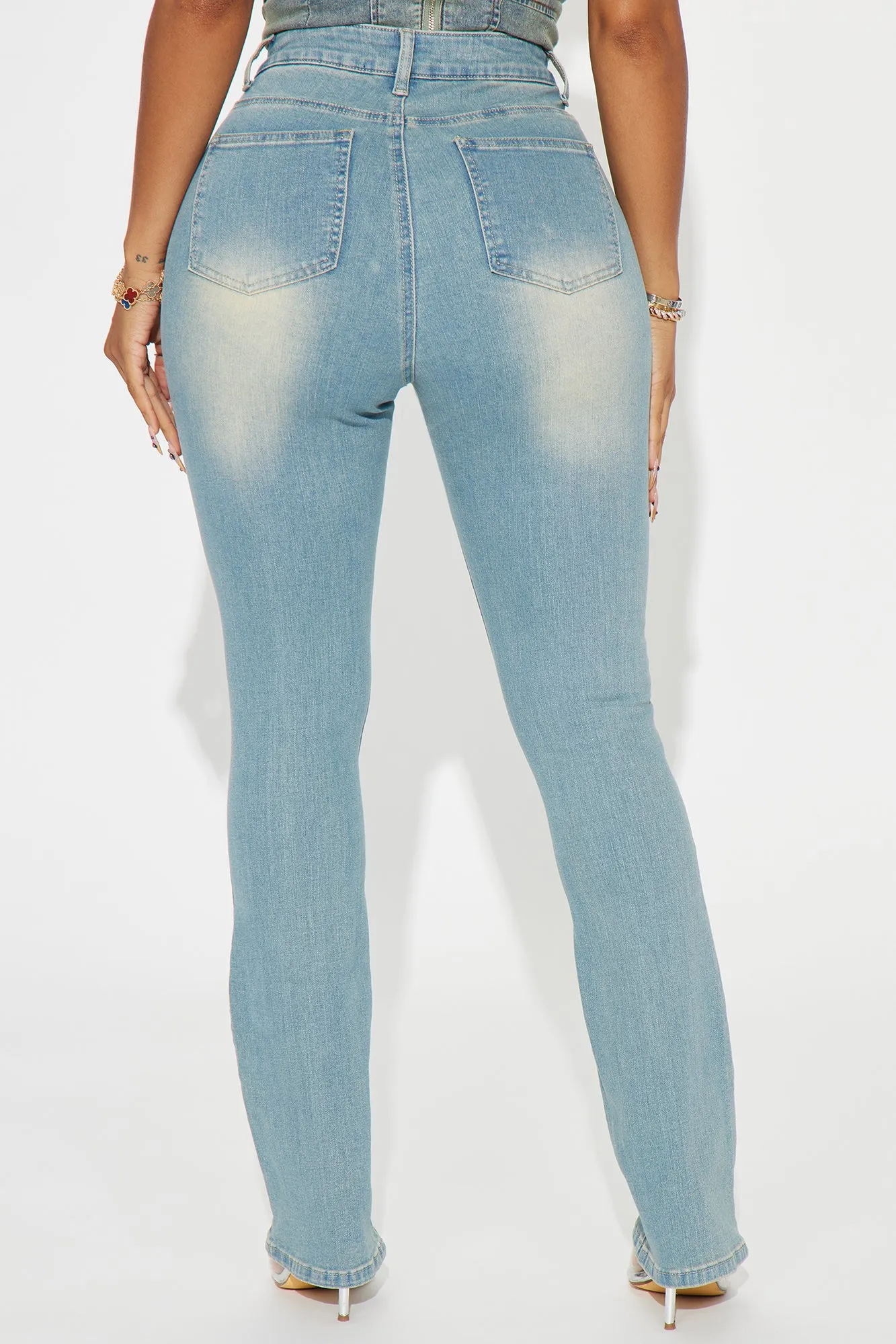 Status Update Stretch Moto Bootcut Jeans - Vintage Wash