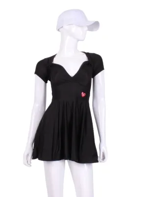 The Adeline Court To Cocktails Tennis Dress - Holey Black