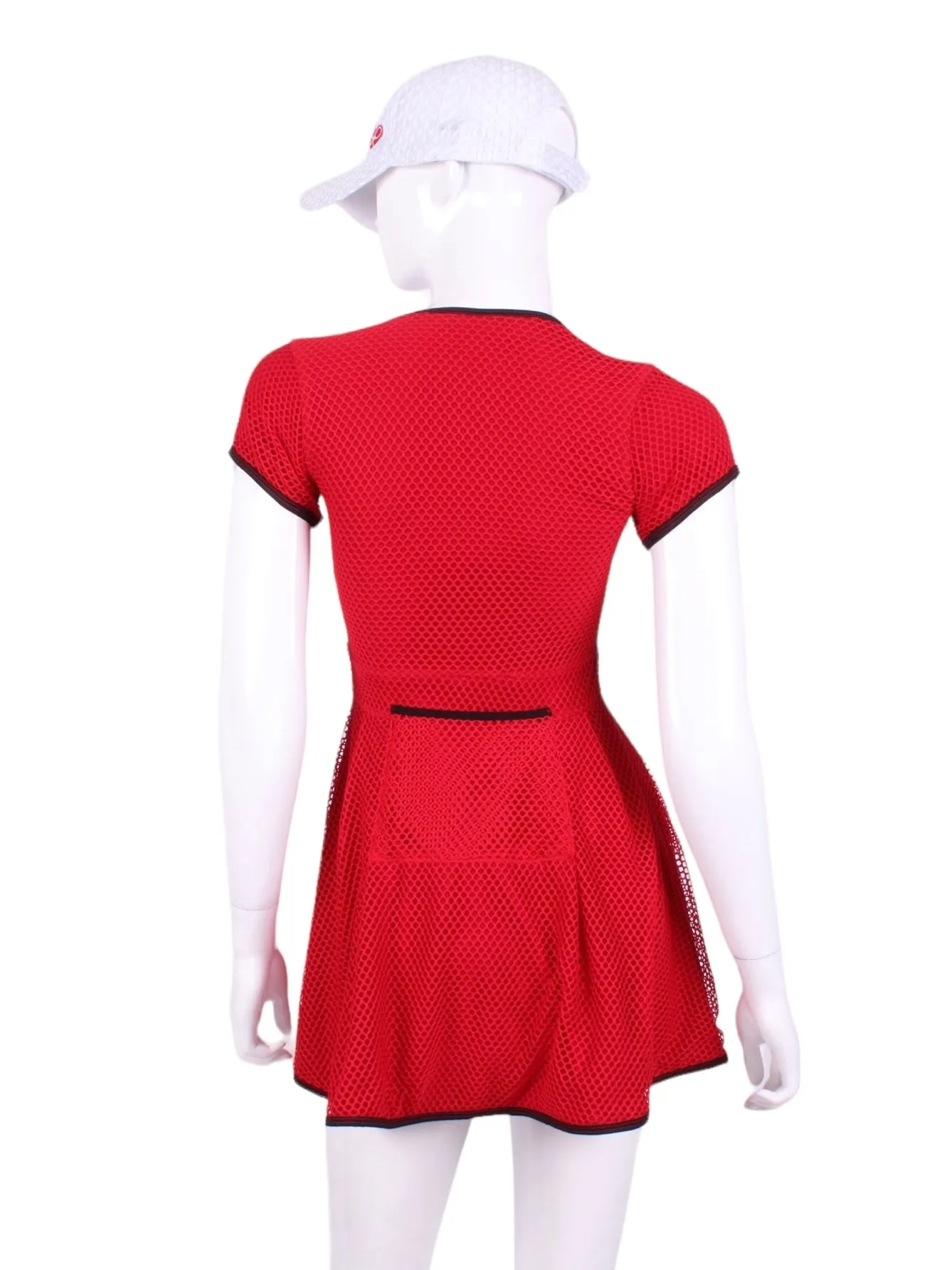 The Adeline Court To Cocktails Tennis Dress Red Fishnet