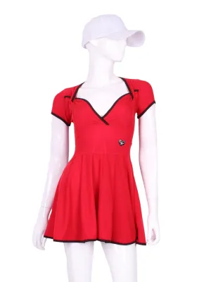 The Adeline Court To Cocktails Tennis Dress Red Mesh