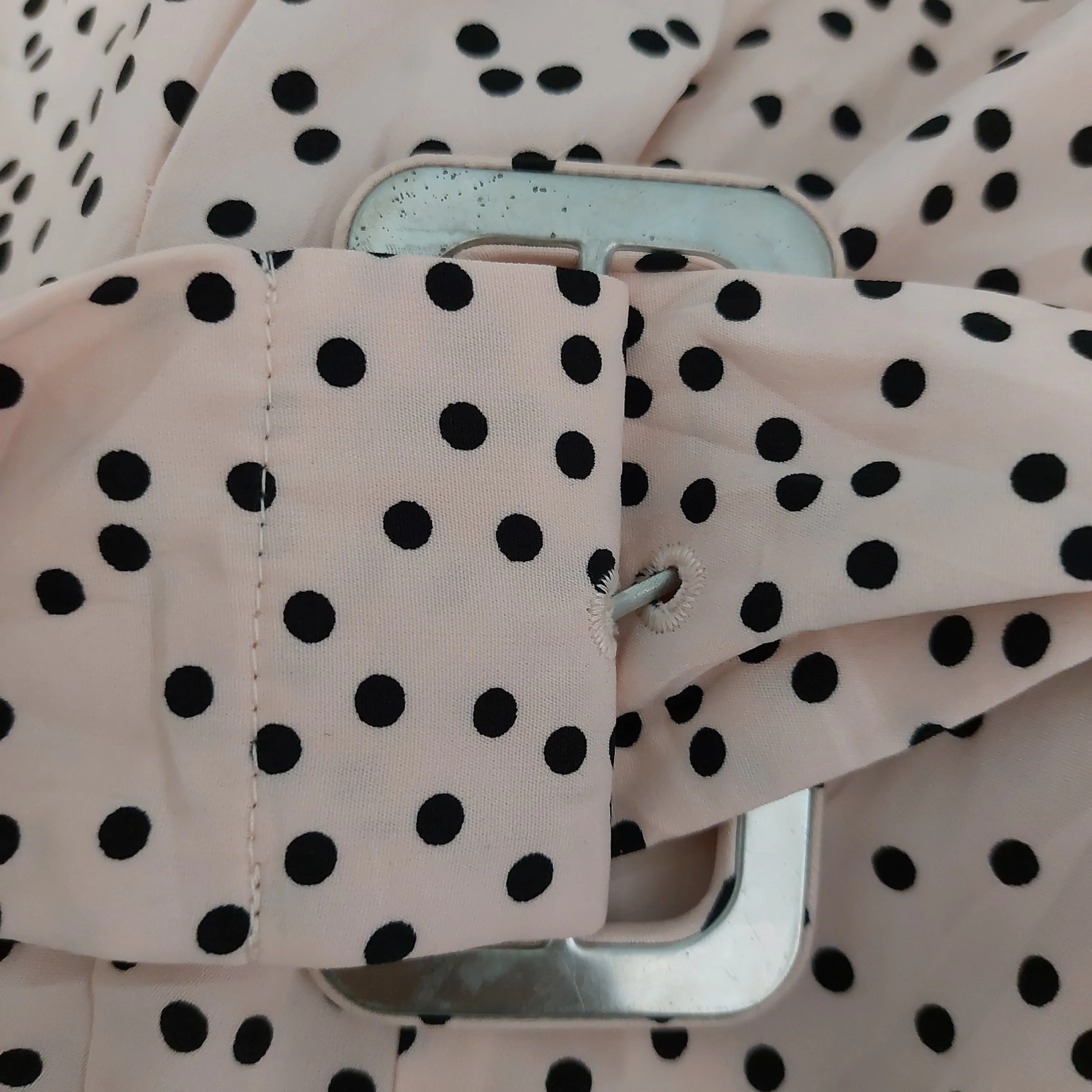 Warehouse Light Pink & Black Polka Dot Knee-length Dress | Pre Loved |