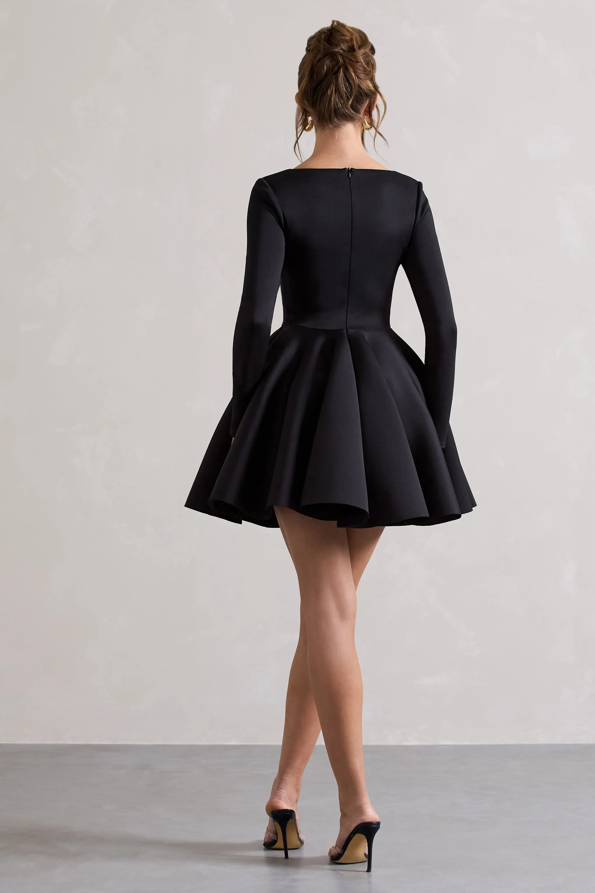 Winslet | Black Square-Neck Skater Mini Dress