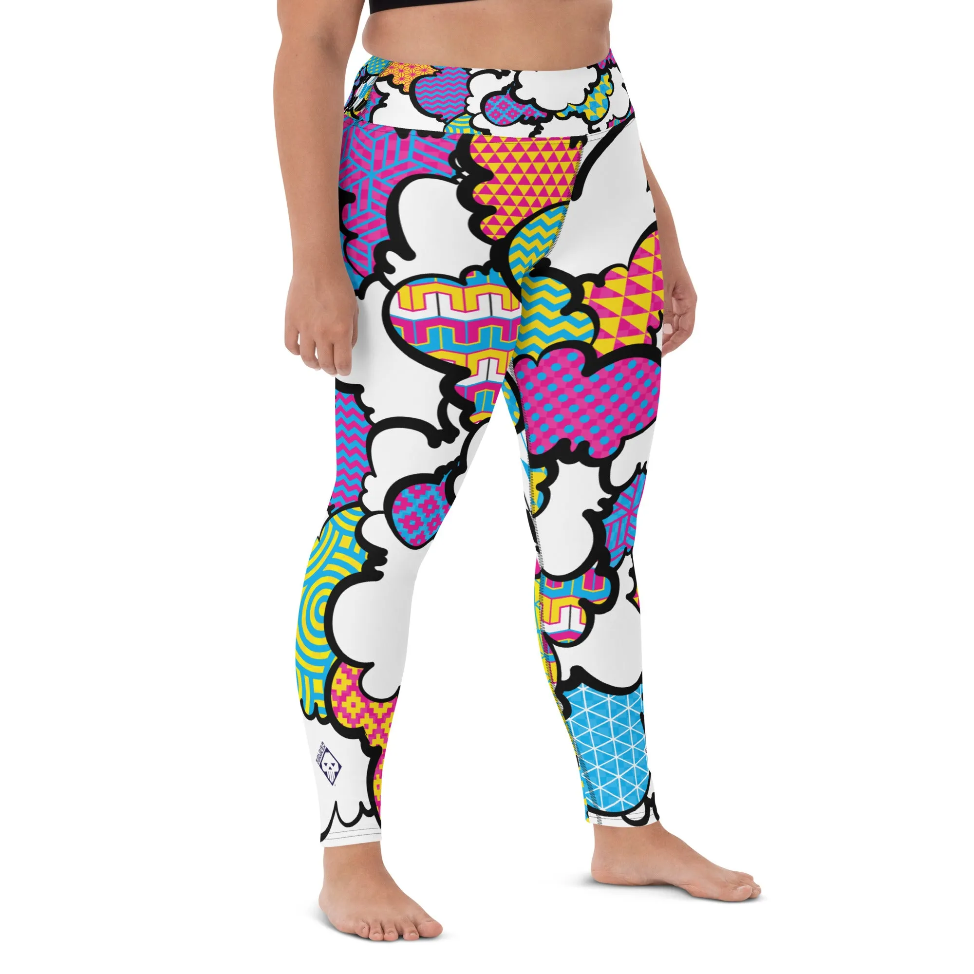 Women's CMYK Graffiti Clouds High Waist Yoga Pants Workout Leggings For Jiu Jitsu 001