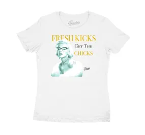 Womens CNY 6 Shirt - Kicks Get Chicks - White