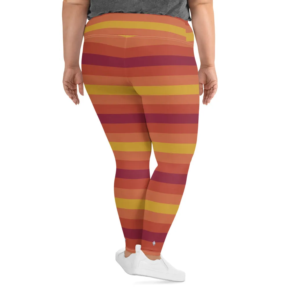 Women's High Waist Plus Size Striped Autumn Leggings Yoga Pants