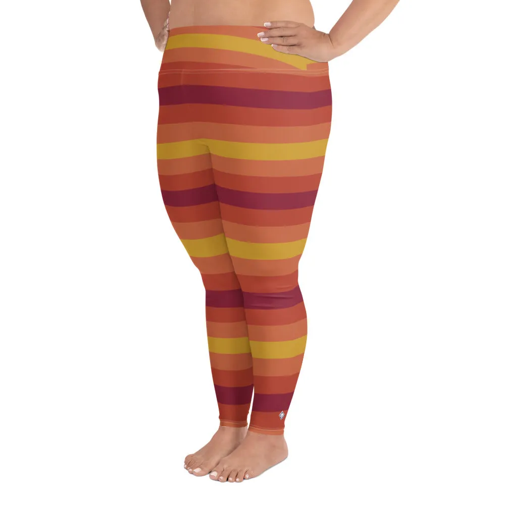 Women's High Waist Plus Size Striped Autumn Leggings Yoga Pants