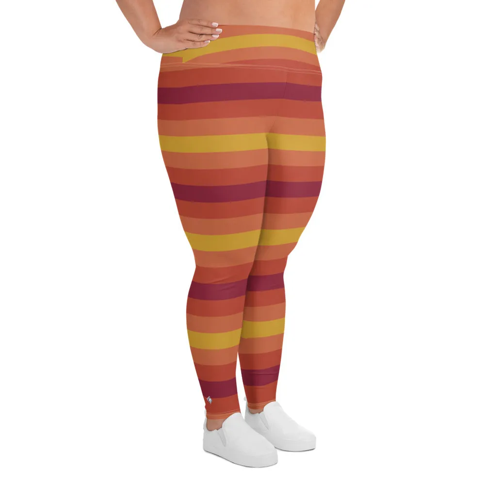 Women's High Waist Plus Size Striped Autumn Leggings Yoga Pants