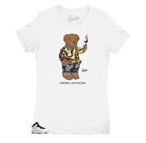 Women's Retro 10 Ember Glow Shirt - Cheers Bear - White