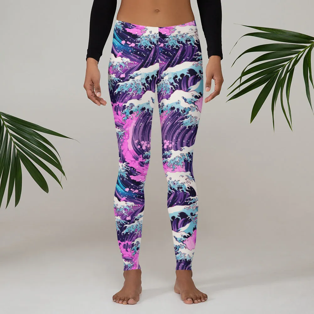 Women's Yoga Pants Workout Leggings - Purple Wave 002