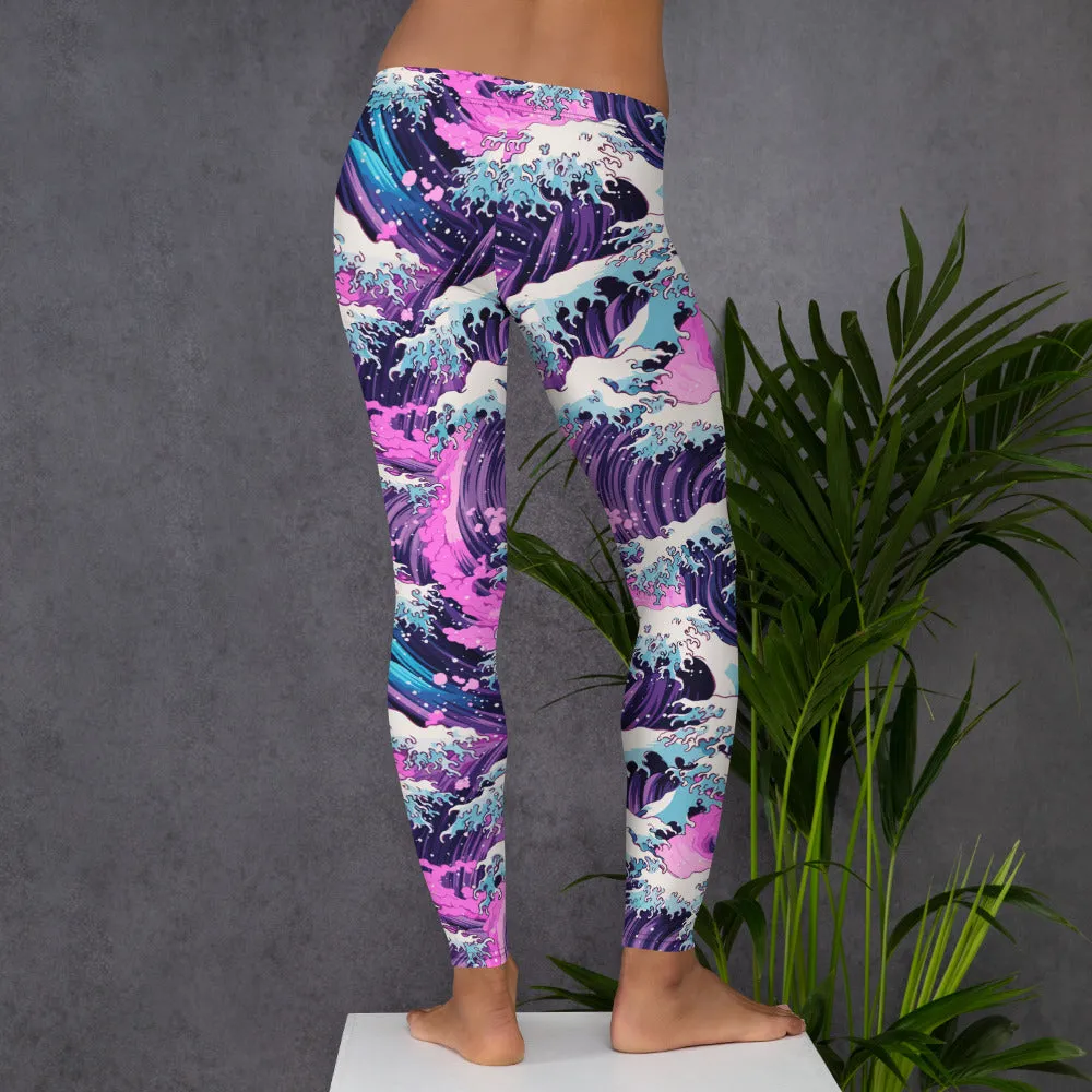 Women's Yoga Pants Workout Leggings - Purple Wave 002