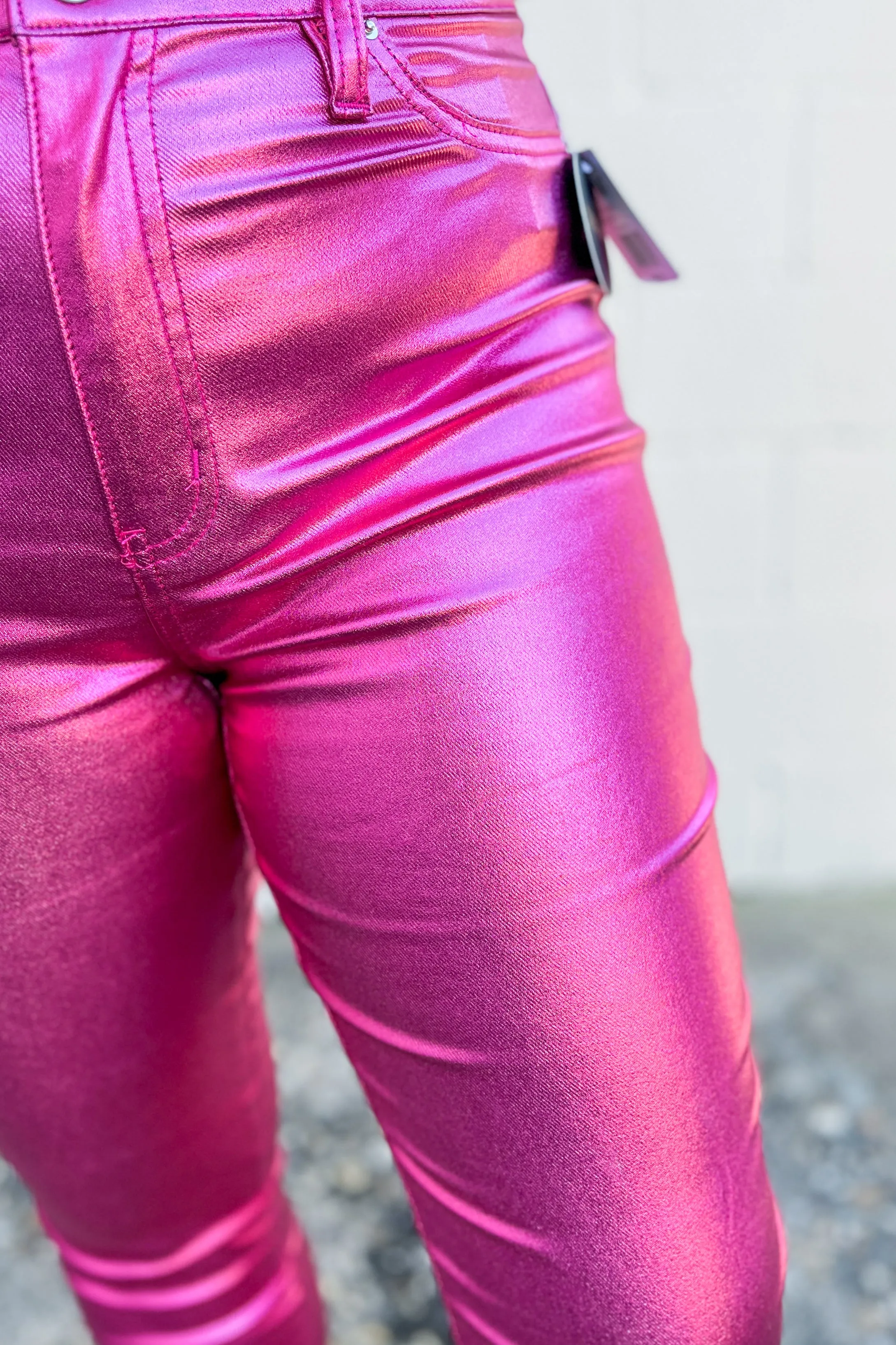 YMI Metallic Skinny Jeans, Hot Pink