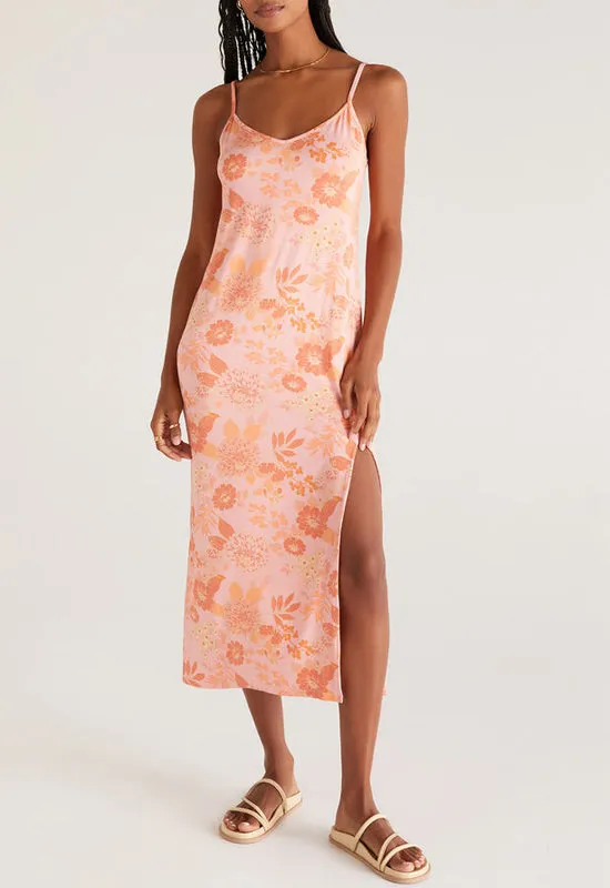 Z Supply - Floral Midi Dress Sunkist Coral