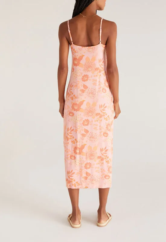 Z Supply - Floral Midi Dress Sunkist Coral